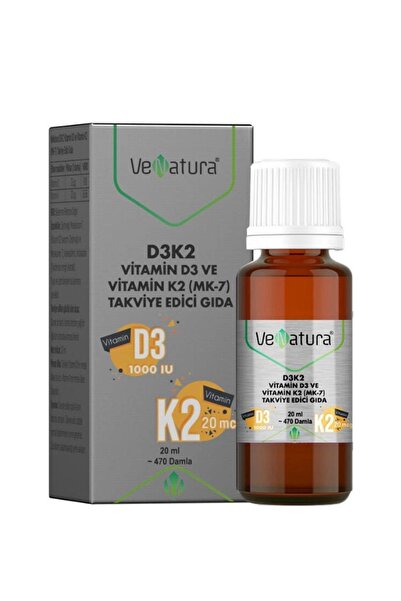 VeNatura D3k2 Vitamin D3 Ve Menaquinon 7 Takviye Edici Gıda 20 ml