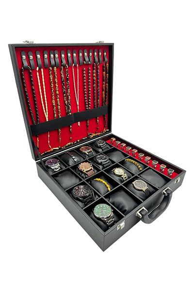 kutuveaksesuar Clock Ring Rosary Jewelry Box with Handle