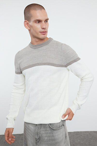 Trendyol Collection Πλεκτό πουλόβερ Color Block Slim Fit Crew Neck - TMNAW25KZ00018