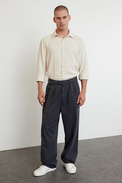 Trendyol Collection Βαμβακερό χειμωνιάτικο πουκάμισο με πέτρινη υφή κανονική εφαρμογή TMNAW25GO00009