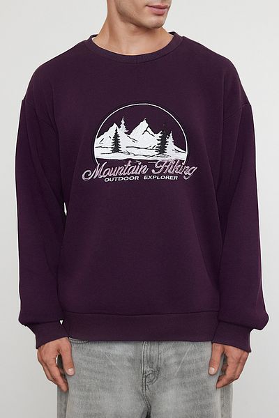 Trendyol Collection Μωβ κεντημένη μπλούζα από φλις μεγάλο μέγεθος - TMNAW25sw00025
