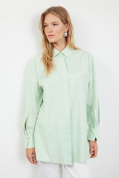 Trendyol Modest Košile ze 100% bavlny a máty - TCTSS24TG00077