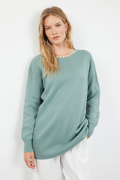 Trendyol Modest Pearl Mint kötöttáru pulóver - TCTAW25AK00014