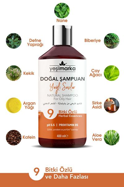 yeşilmarka Șampon natural, hrănitor, păr uscat și fin, infuzat cu uleiuri naturale și extracte botanice, 40