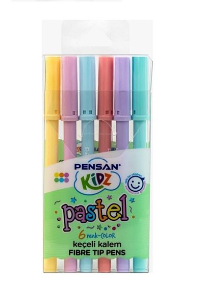 Pensan Felt Pen 6 Colors Pastel Cut Nib Felt Pen