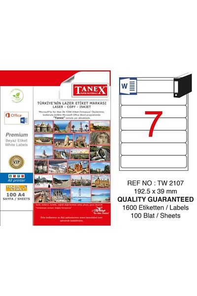 Tanex Αυτοκόλλητο λέιζερ 100 φύλλα 192,5 X 39 mm Ετικέτα εκτυπωτή λέιζερ