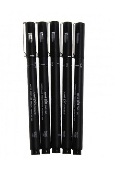 Uni Posca Uni-ball Acrylic Fine Line Pin 5-Piece Black Pen - Pin-200/5p