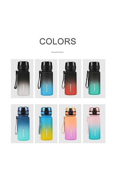 Vagonlife Uzspace Tritan Flask 350 ml Tritan Motivational Water Bottle (Mixed Color 1 Piece)