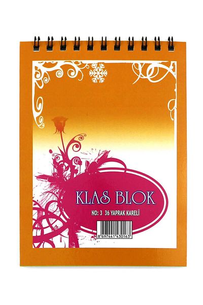 Klas Memo Pad No:3 - Spiral Checked Sheets 36S (1 Pack 24 Pcs)
