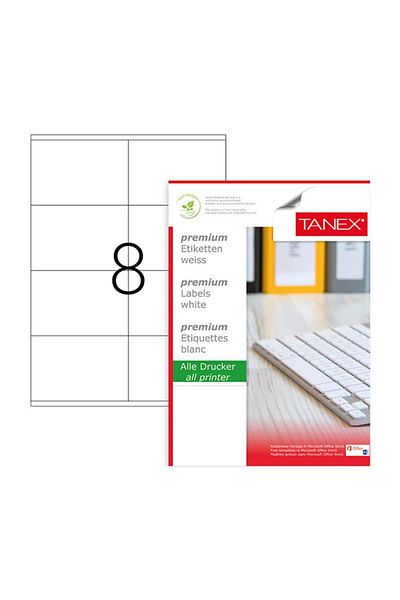 Tanex Αυτοκόλλητο λέιζερ 100 φύλλα 105 X 72 mm Ετικέτα εκτυπωτή λέιζερ