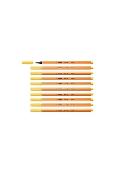 Stabilo Yellow 88 Point Fine Felt Tip Fineliner Pen - 0.4 Mm (PACK OF 10)