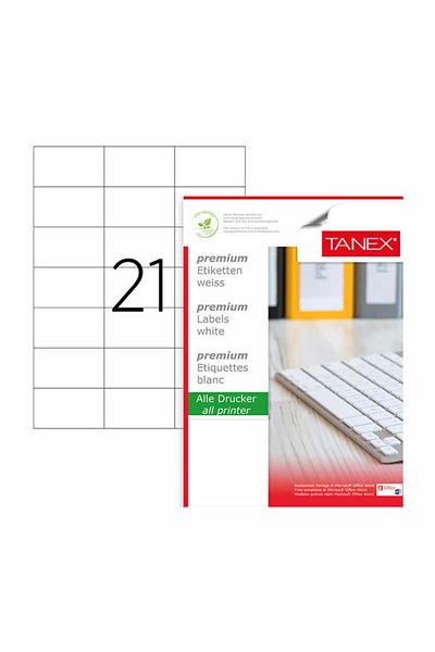 Tanex Αυτοκόλλητο λέιζερ 100 φύλλα 70 X 42,43 mm Ετικέτα εκτυπωτή λέιζερ