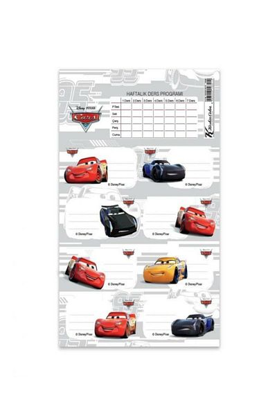 KESKİN COLOR Cars 3 Sheets Cars School Label - Lesson Programmed, Sharp Color