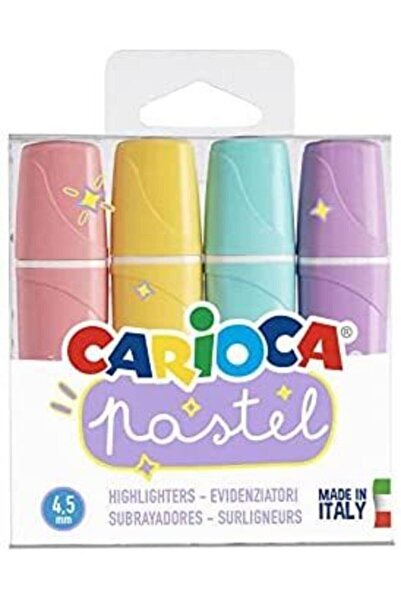 carioca مجموعة أقلام تحديد ألوان الباستيل مكونة من 4 قطع