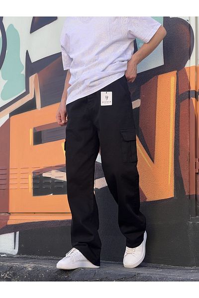 ElitWear Men's Baggy Style Loose Trousers with Side and Back Pockets