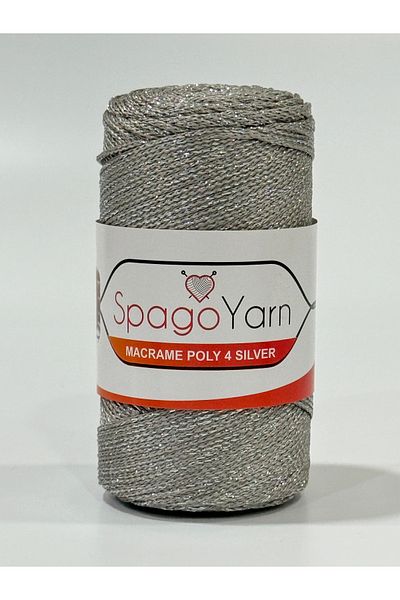 BALIM ÖRGÜ EVİ Spago Poly 4 Silver - Ασημί Πολυεστερική Μακραμέ Κλωστή 4No 061