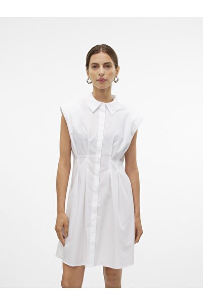 Vero Moda VMJOY Φόρεμα-πουκάμισο, Πλισέ, Λευκό, Μέγεθος M