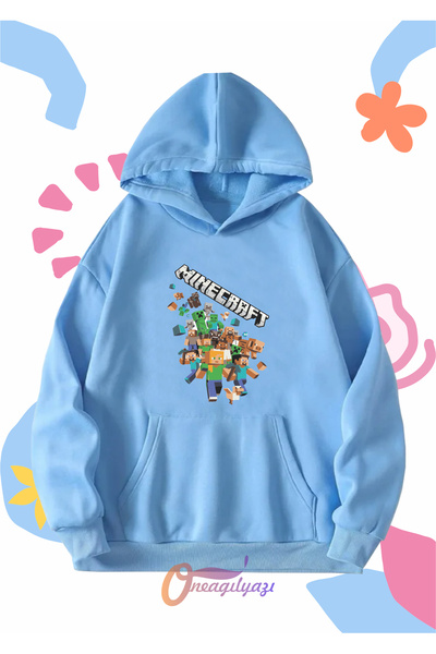 oneagılyazı Çocuk Unisex  Tasarım Baskılı Oversize Kapüşönlü Sweatshirt