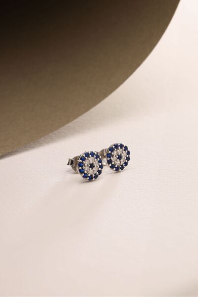 Nereze 925 Ayar Gümüş Rodyum Kaplama Minimal Nazar Küpe