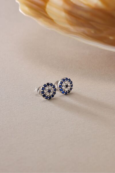 Nereze 925 Ayar Gümüş Rodyum Kaplama Minimal Nazar Küpe