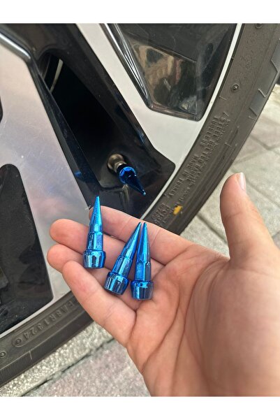 poyoto Universal Oto Sivri Sibop Kapağı Mermi Sibop Kapağı 4"lü Mavi