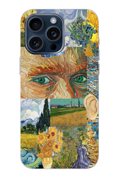 moonset Iphone 14 Pro Uyumlu Van Gogh Tasarımlı Baskılı Şeffaf Telefon Kılıfı