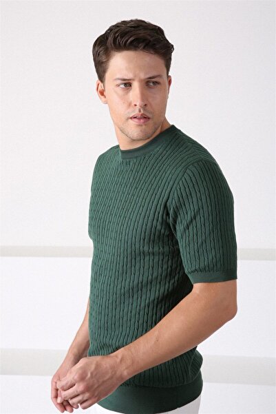 Ferraro Green Crew Neck 100% Cotton Men's Knitwear T-shirt
