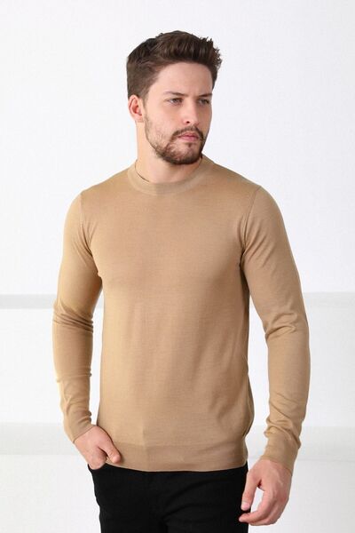 Ferraro Erkek Camel Bisiklet Yaka Superfine Triko Kazak
