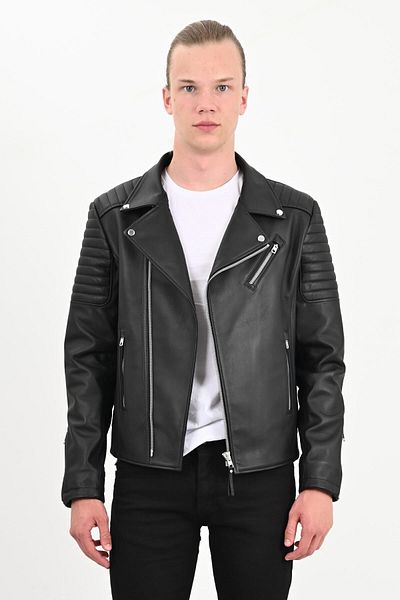 ALİN Echo Black Biker Leather Jacket - Genuine Leather Men's