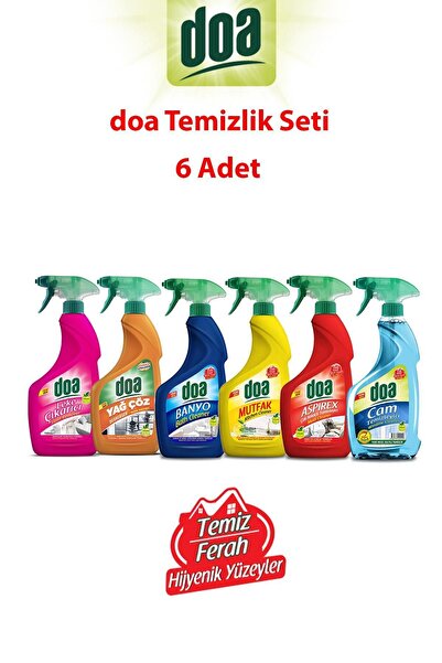 Doa Temizlik Seti Leke Çıkarıcı Yağ Çöz Banyo Mutfak Aspirex Cam temizleyici