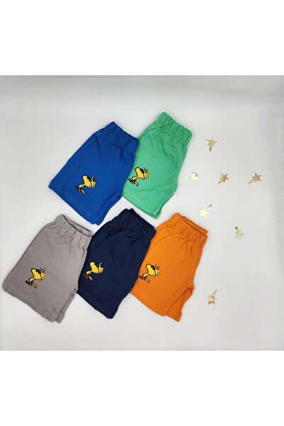 By Cwhr طقم شورت للأولاد الصغار مكون من 5 قطع - 100% قطن، نمط قنفذ بخيطين، 5 شورت للأولاد