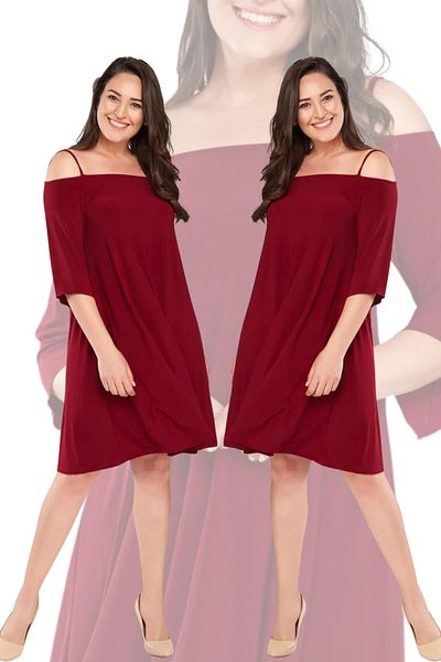 Laranor Claret Red Madonna Collar Women's Dress - Rope Strap, Day and Night Elegance 17lb9090