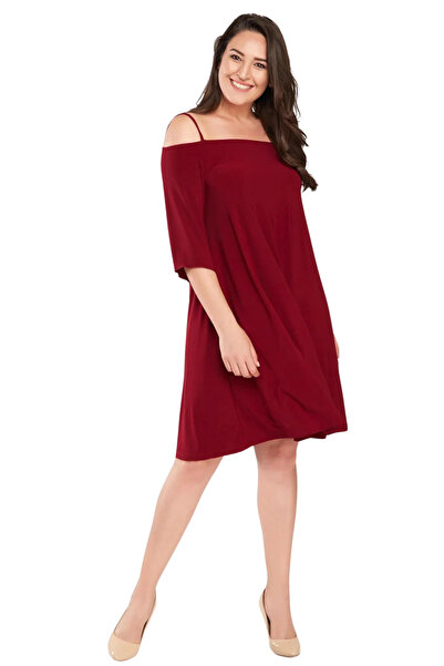 Laranor Claret Red Madonna Collar Women's Dress - Rope Strap, Day and Night Elegance 17lb9090