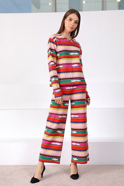 Ferraro Pantaloni de tricotaj de damă, 100% bumbac, cu picioare multiple