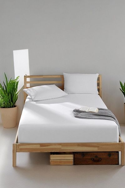 MİASELİS Miaselis Lantana White Elastic Sheet Set - Single and Double