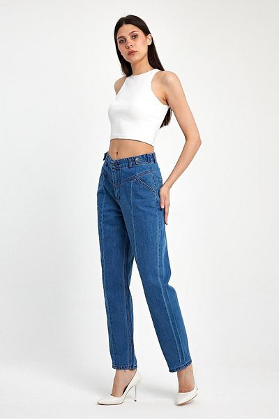 Basicpark Albastru închis - Denim 100% bumbac, Detaliu cu cusături nervurate