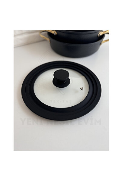 yeninesilevim Siyah Yanmaz Silikon Tencere Tava Kapağı 20-22-24 cm TEK KAPAK ...