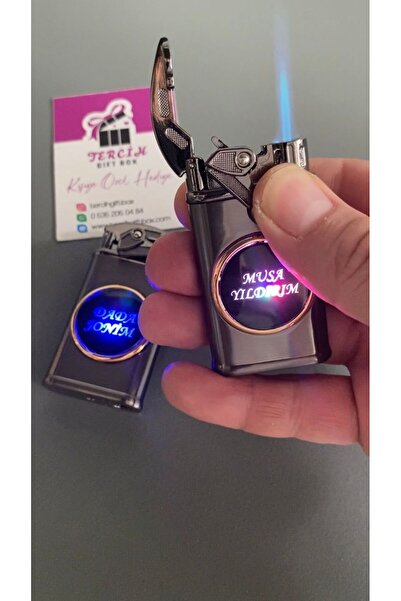 Genel Markalar Kişiye özel baskı Led ışıklı yanıp söner Turbo Metal çakmak