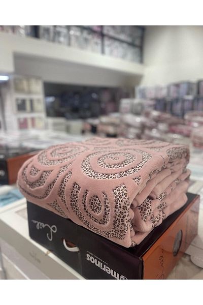FERHAT HOME Leila Pink Merino Double Blanket