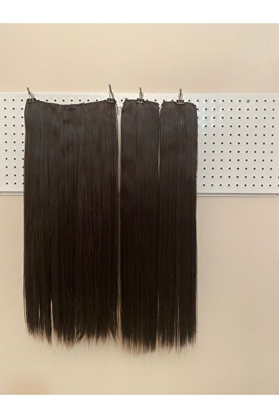 TOPRAK PERUK Düz Koyu Kahve Yarım Ay +2 Yan Çıtçıt 75 Cm 220 Gram
