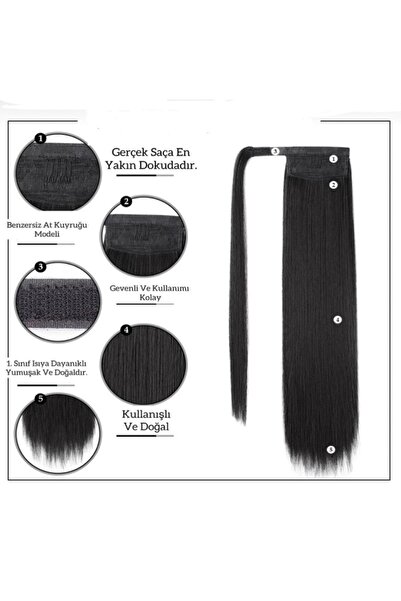 TOPRAK PERUK Düz Platin Sarı Dolamalı At Kuyruğu Postiş 75 Cm 220 gram