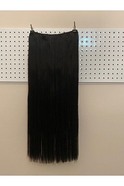 TOPRAK PERUK Düz Siyah Yarım Ay Çıtçıt 75 Cm