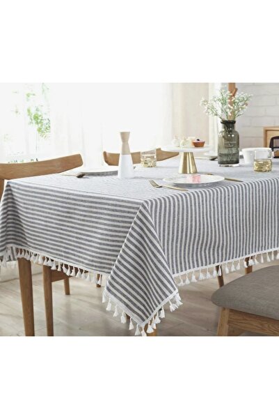 HOME ART ATELIER hand made مفرش طاولة من الكتان الخام باللون الكريمي