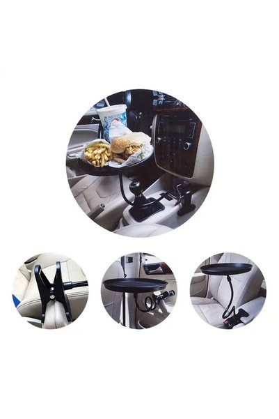 Alfa MEC Car Tray Table Drink Holder Folding Adjustable Clamp with Phone Holder Slot Food Table