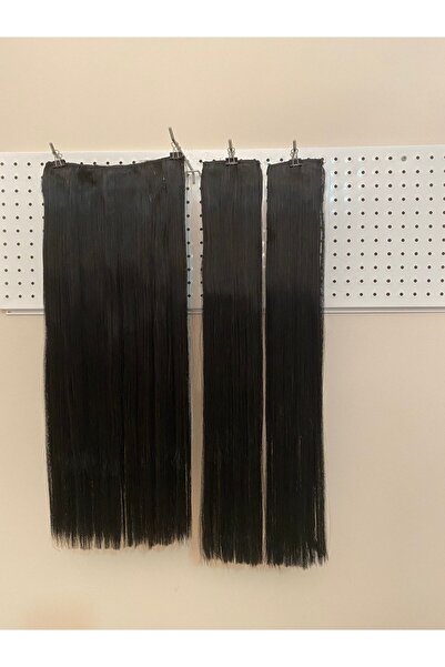 TOPRAK PERUK Düz Siyah Yarım Ay 2 Yan Çıtçıt