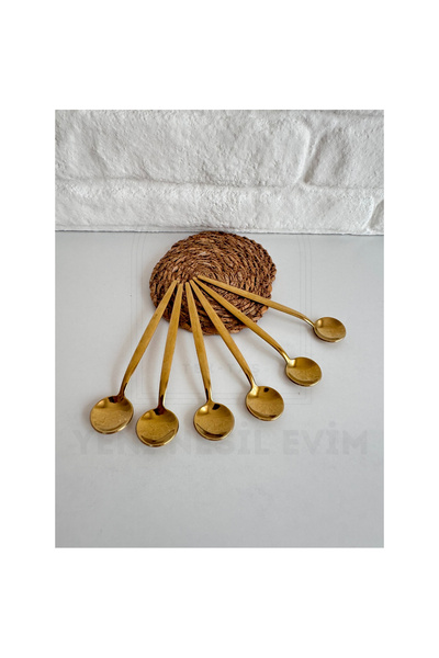 yeninesilevim 6'lı Paslanmaz Çelik (18/10) Uzun İnce Çay Latte Kaşığı