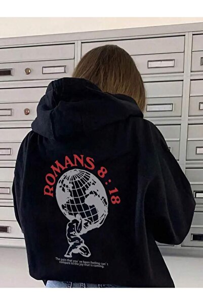 Massgai Rimljanima 8:18 Dizajn Štampano Unisex Oversize kroj Sa kapuljačom Du...