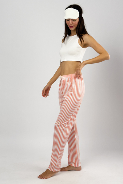 Betimoda Women's Pajama Bottoms with Ribbon and Salmon Stripes