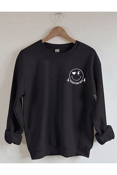 Massgai Φούτερ με λαιμόκοψη Unisex Oversize - Smile Design Printed Hoodie