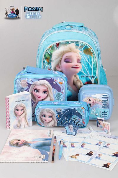 ELSA مجموعة وجبات مكتبية مرخصة من FROZEN ELSA للمدرسة والتغذية وحقيبة قلم رصاص